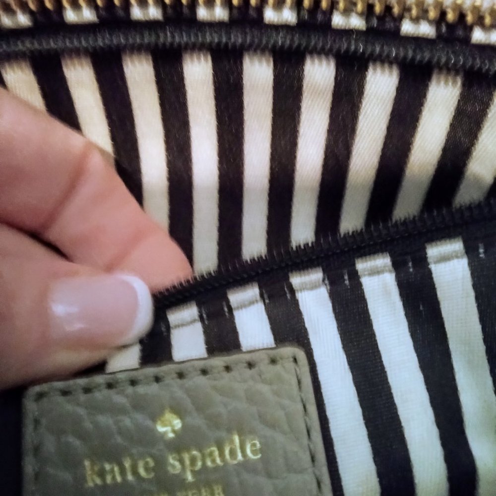 Kate Spade gray/taupe leather tote - Picture 7 of 12